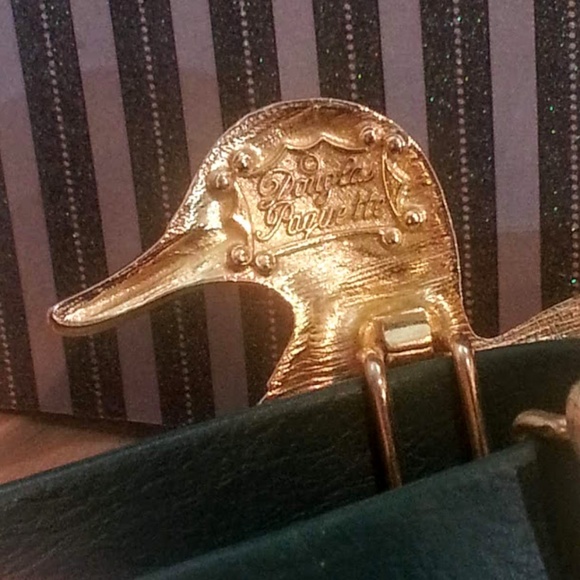 Vintage Paquette 2pc Duck belt buckle 18kt plated main image 5